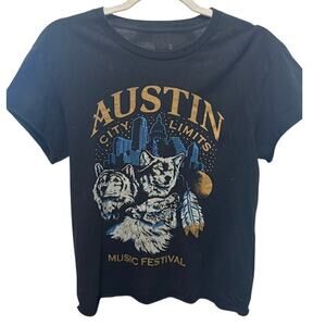 Austin City Limits Tee T-Shirt Wolf Graphic 2016 with Line Up on Back Mens Small